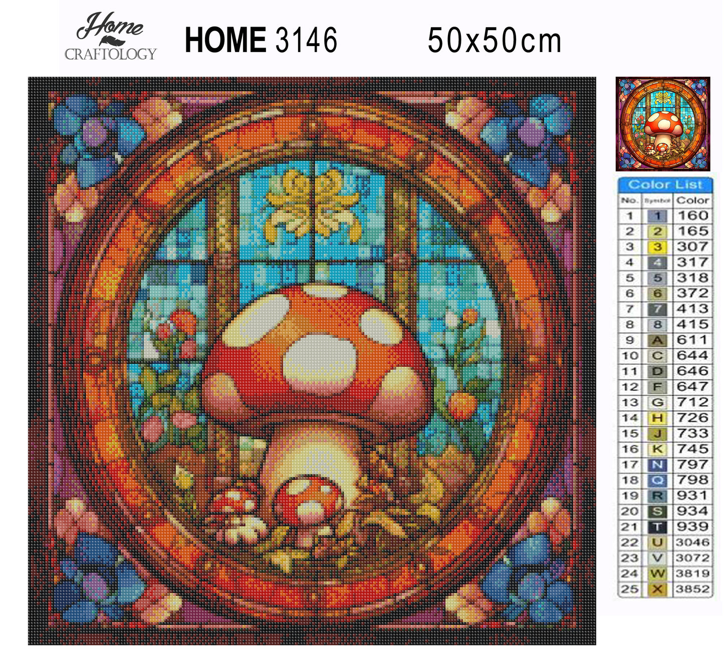 Stained Glass Mushroom - Exclusive Premium Diamond Painting Kit