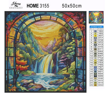 Stained Glass Waterfalls - Exclusive Premium Diamond Painting Kit