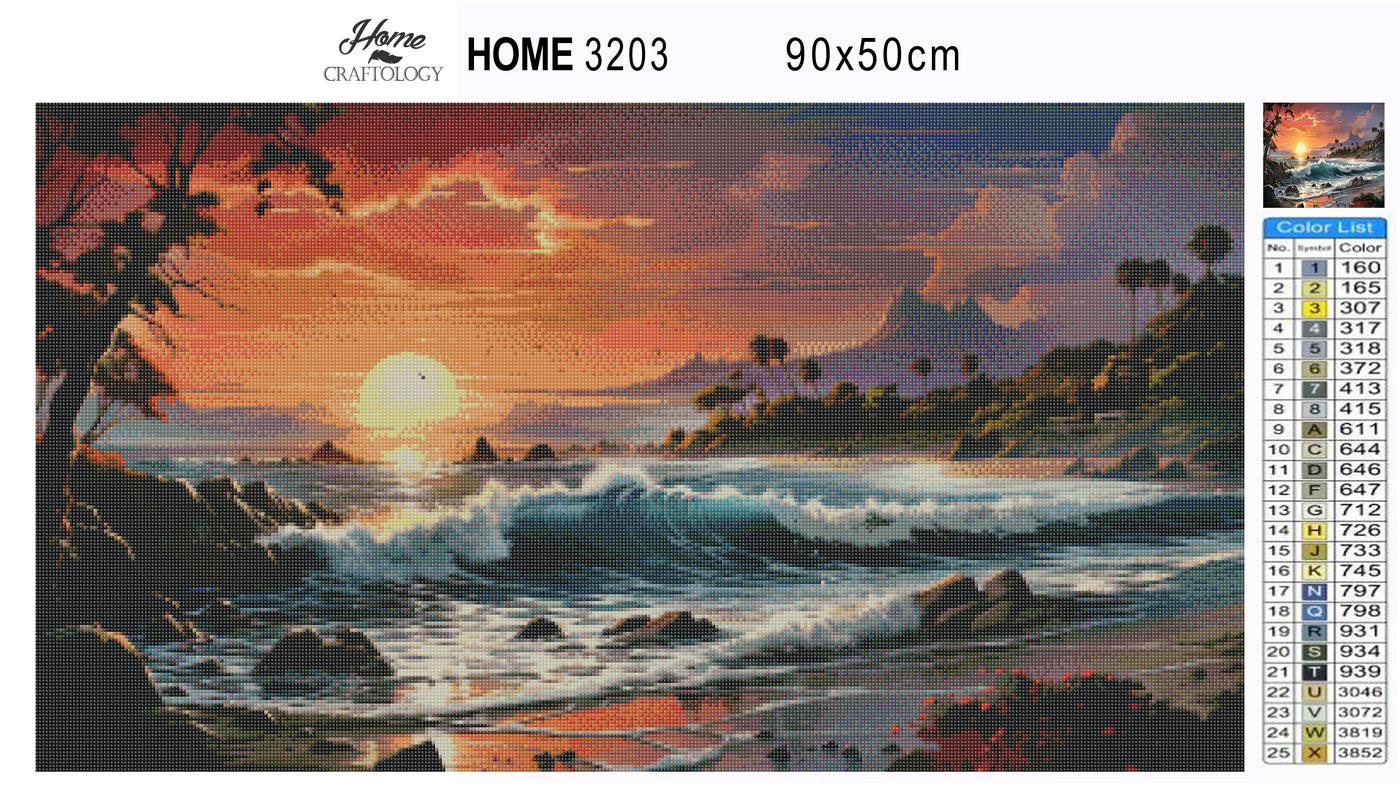 Sunset by the Beach - Premium Diamond Painting Kit
