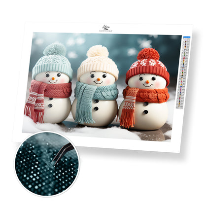 3 Snowmen with Scarves - Exclusive Premium Diamond Painting Kit