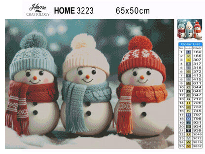 3 Snowmen with Scarves - Exclusive Premium Diamond Painting Kit