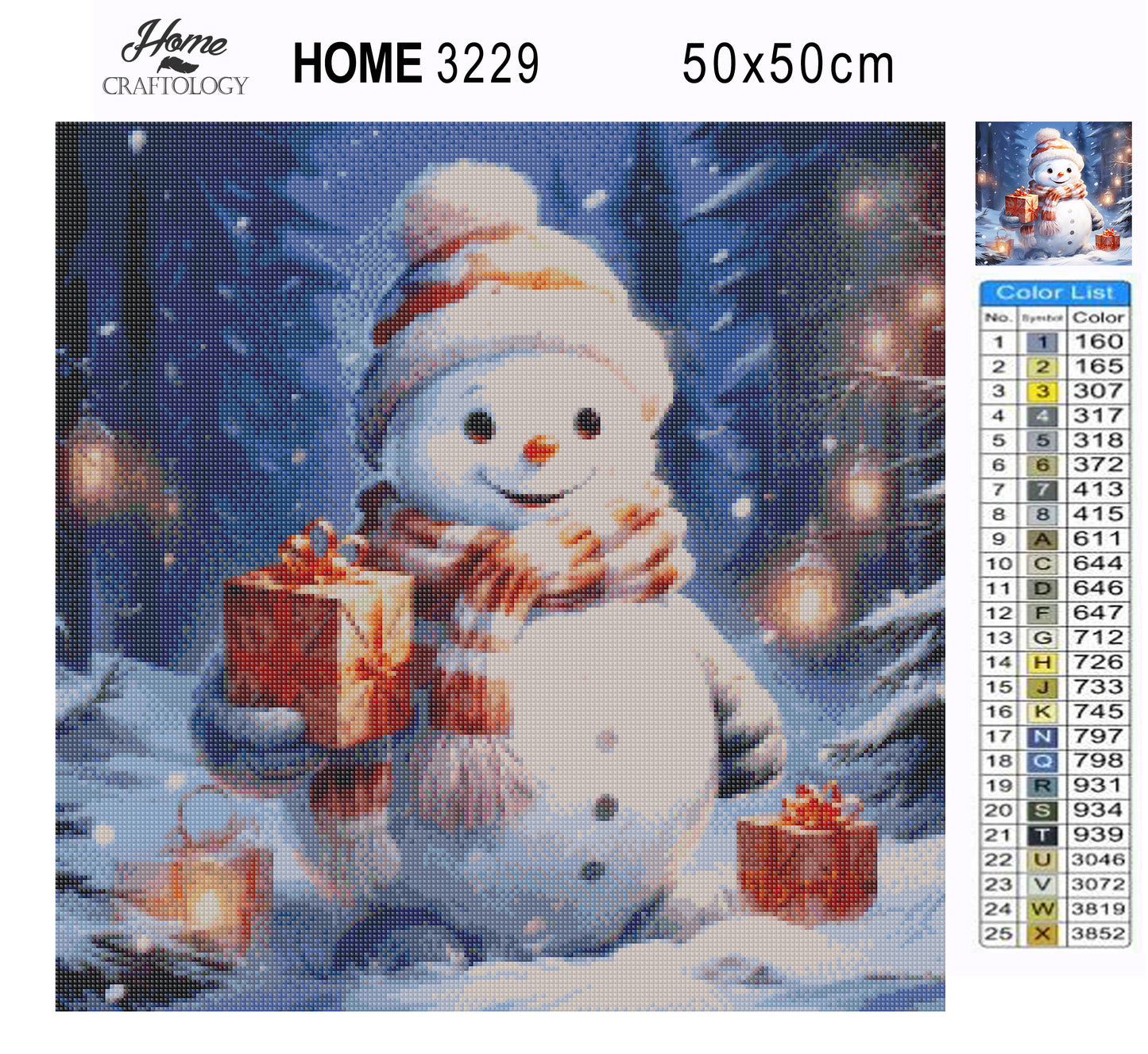 Happy Snowman at Night - Exclusive Premium Diamond Painting Kit