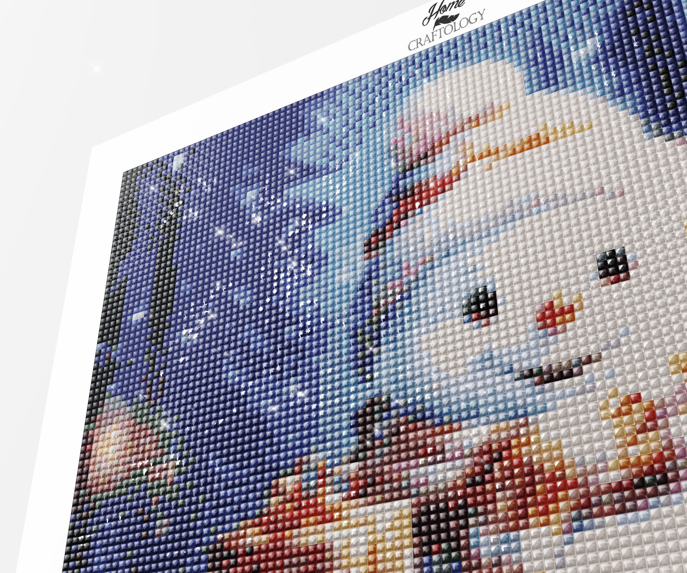 Happy Snowman at Night - Premium Diamond Painting Kit