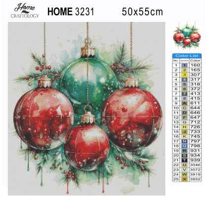 Red and Green Christmas Balls - Exclusive Premium Diamond Painting Kit