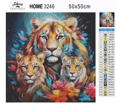 Lion Colorful Background - Premium Diamond Painting Kit