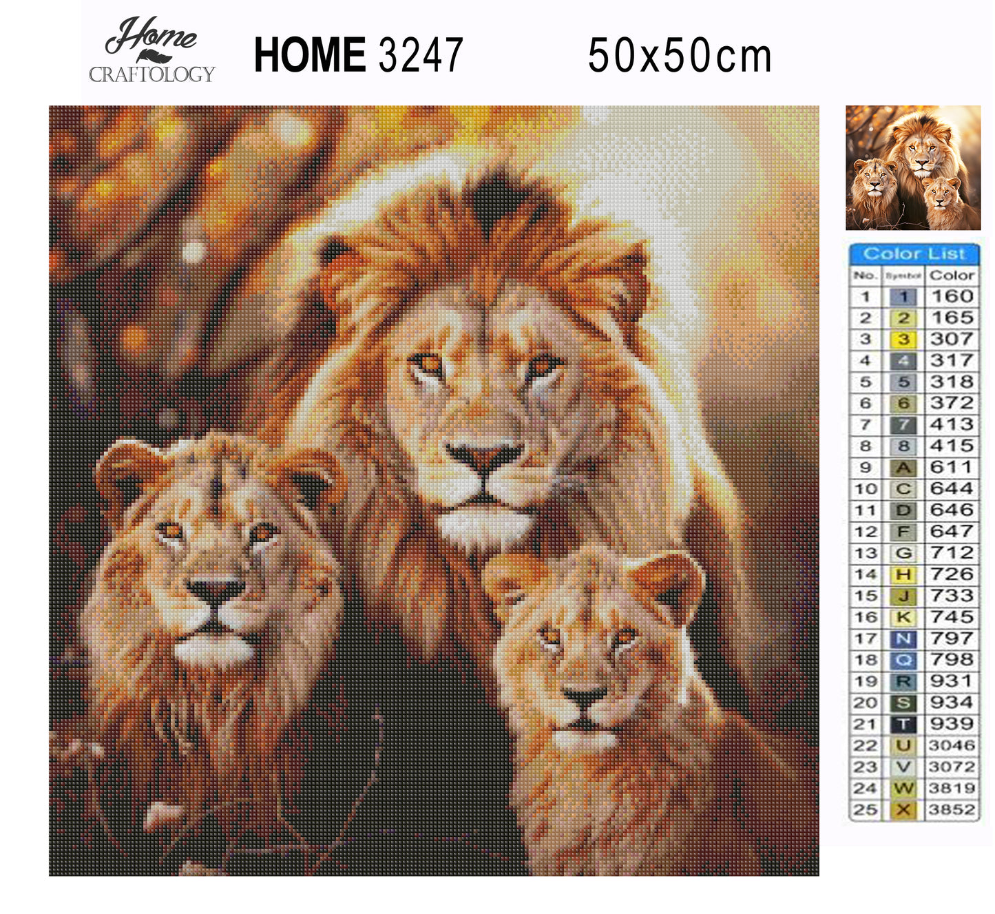 Lion Family - Exclusive Premium Diamond Painting Kit