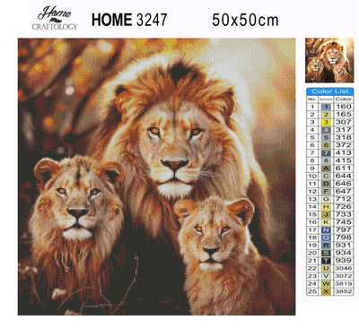 Lion Family - Premium Diamond Painting Kit