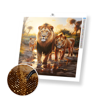 Lions in the Safari - Exclusive Premium Diamond Painting Kit