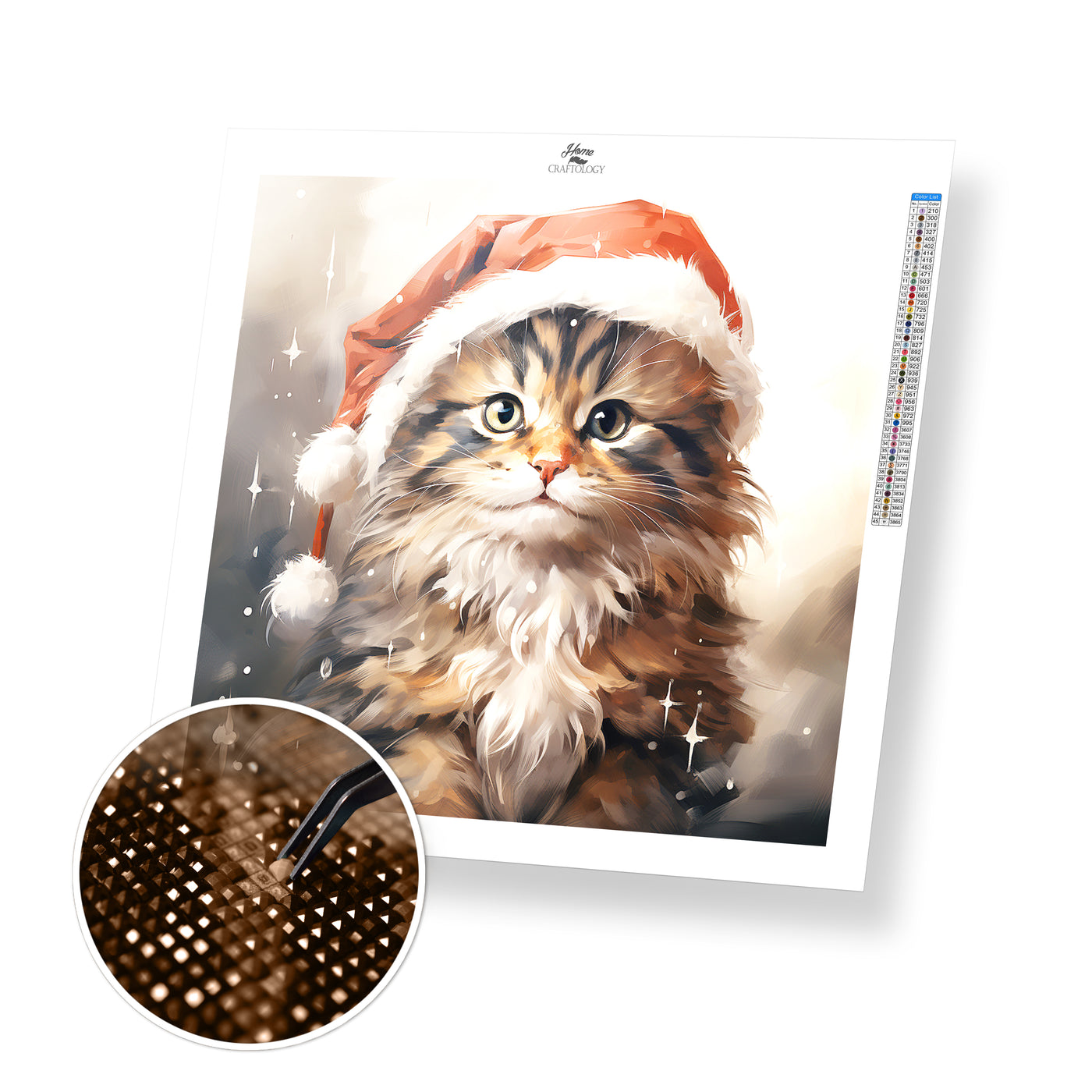 Cat in a Santa Hat - Premium Diamond Painting Kit