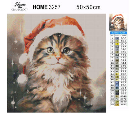 Cat in a Santa Hat - Exclusive Premium Diamond Painting Kit