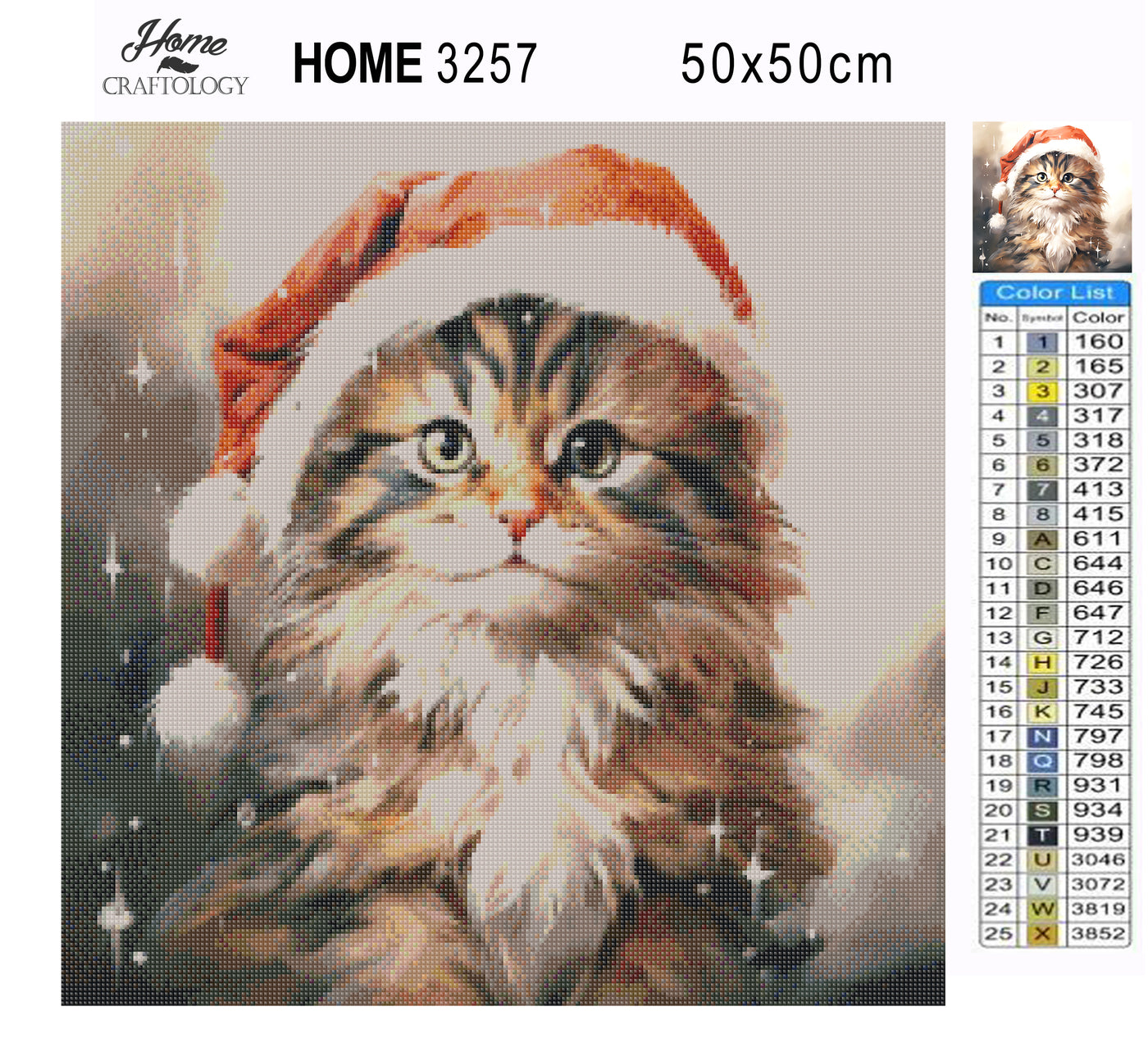 Cat in a Santa Hat - Premium Diamond Painting Kit