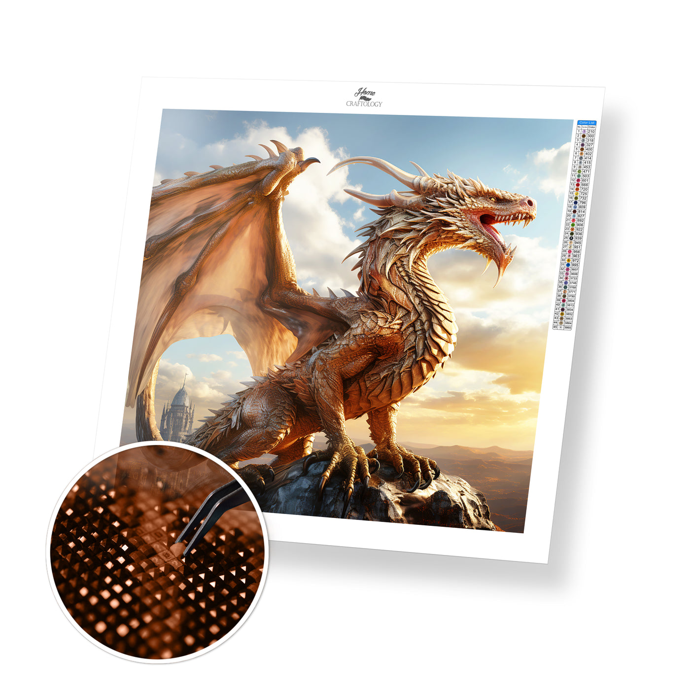 Dragon on Top of a Mountain - Premium Diamond Painting Kit