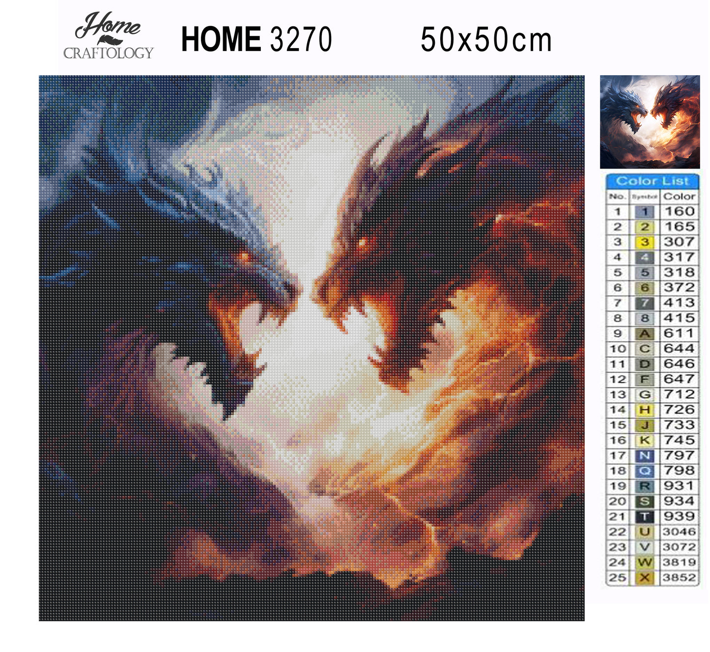 Ice and Fire Dragon- Exclusive Premium Diamond Painting Kit