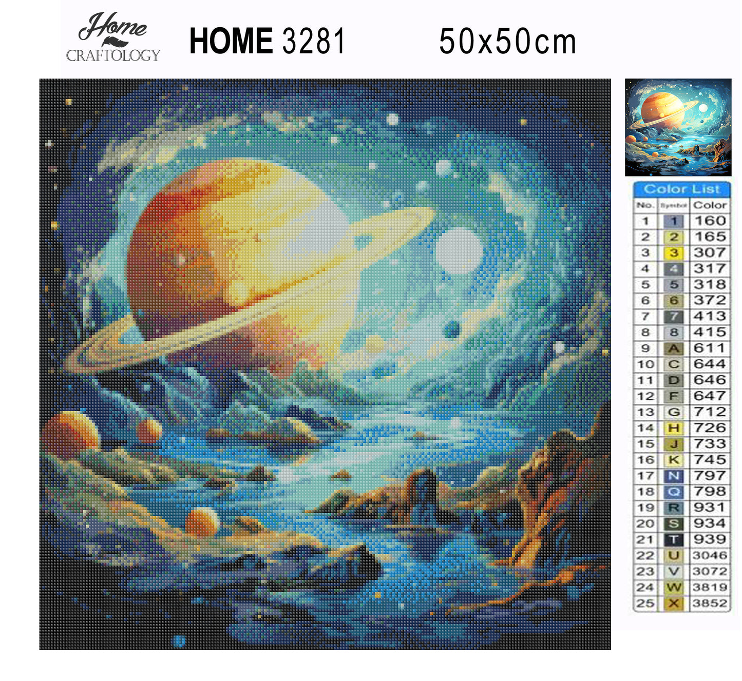 Saturn with Other Planets - Exclusive Premium Diamond Painting Kit