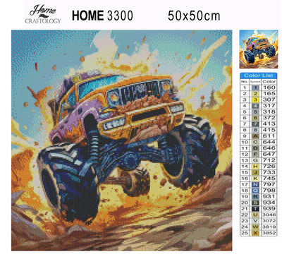 Monster Truck in Mud - Premium Diamond Painting Kit