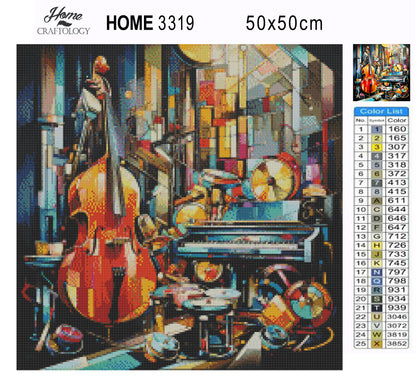 Musical Instruments Abstract - Exclusive Premium Diamond Painting Kit