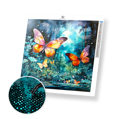 Butterflies in the Forest - Premium Diamond Painting Kit