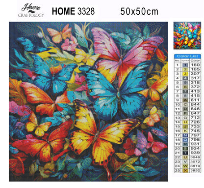 Colorful Leaves and Butterflies - Exclusive Premium Diamond Painting Kit