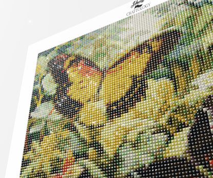 Greens and Butterflies - Exclusive Premium Diamond Painting Kit