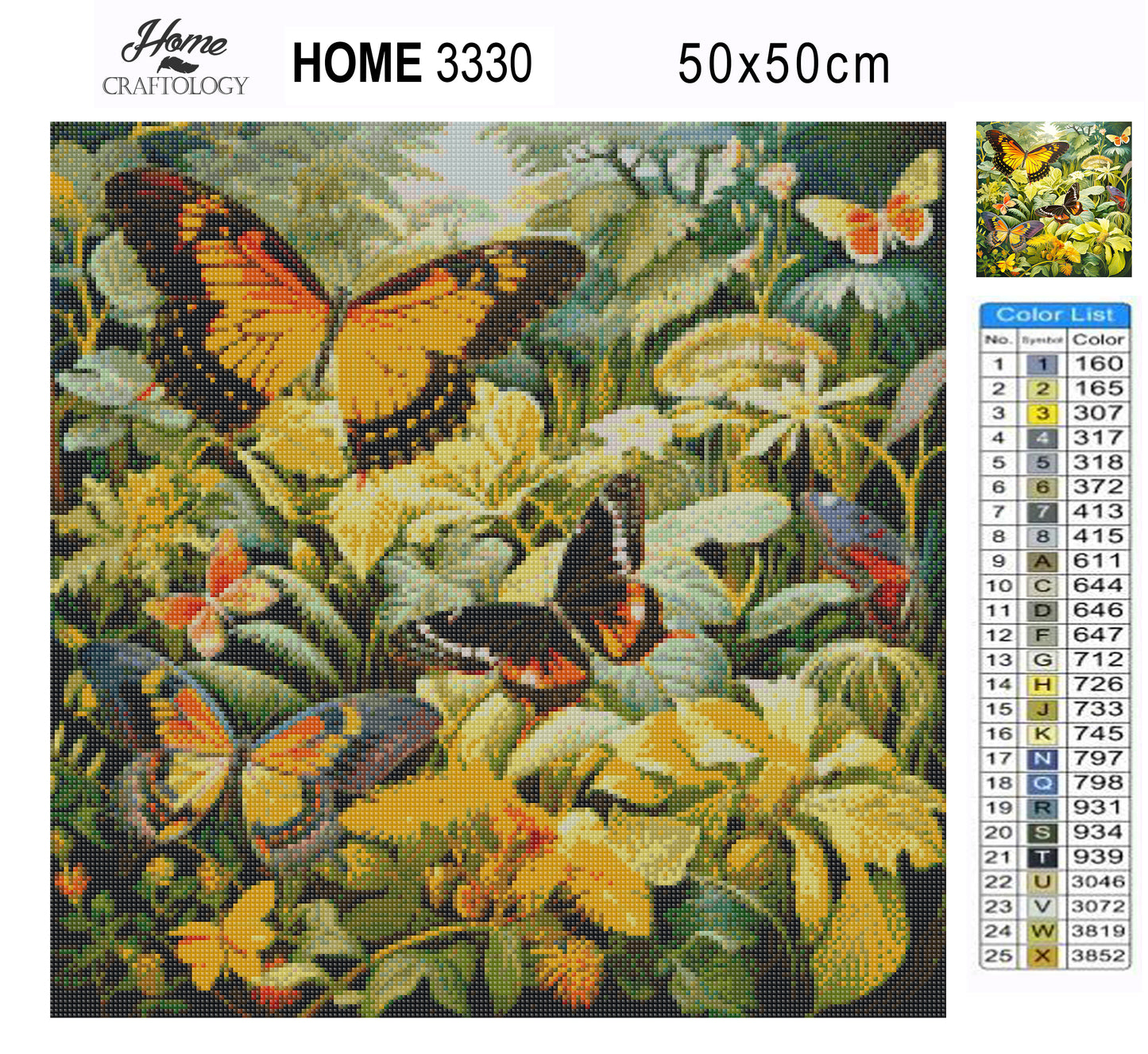 Greens and Butterflies - Exclusive Premium Diamond Painting Kit