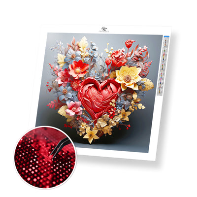 Heart Flower - Premium Diamond Painting Kit