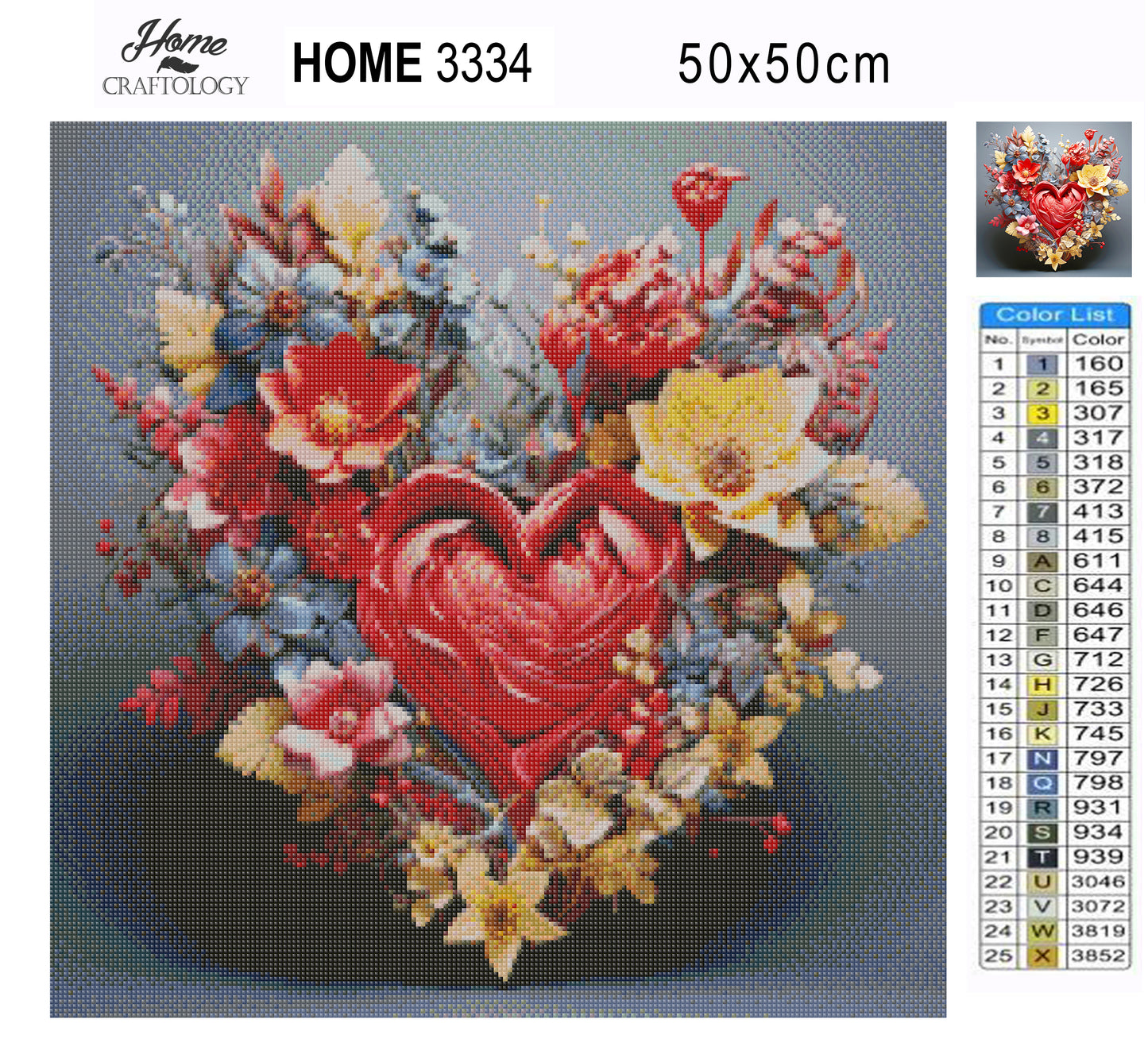 Heart Flower - Exclusive Premium Diamond Painting Kit