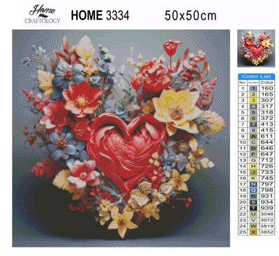 New! Heart Flower - Premium Diamond Painting Kit