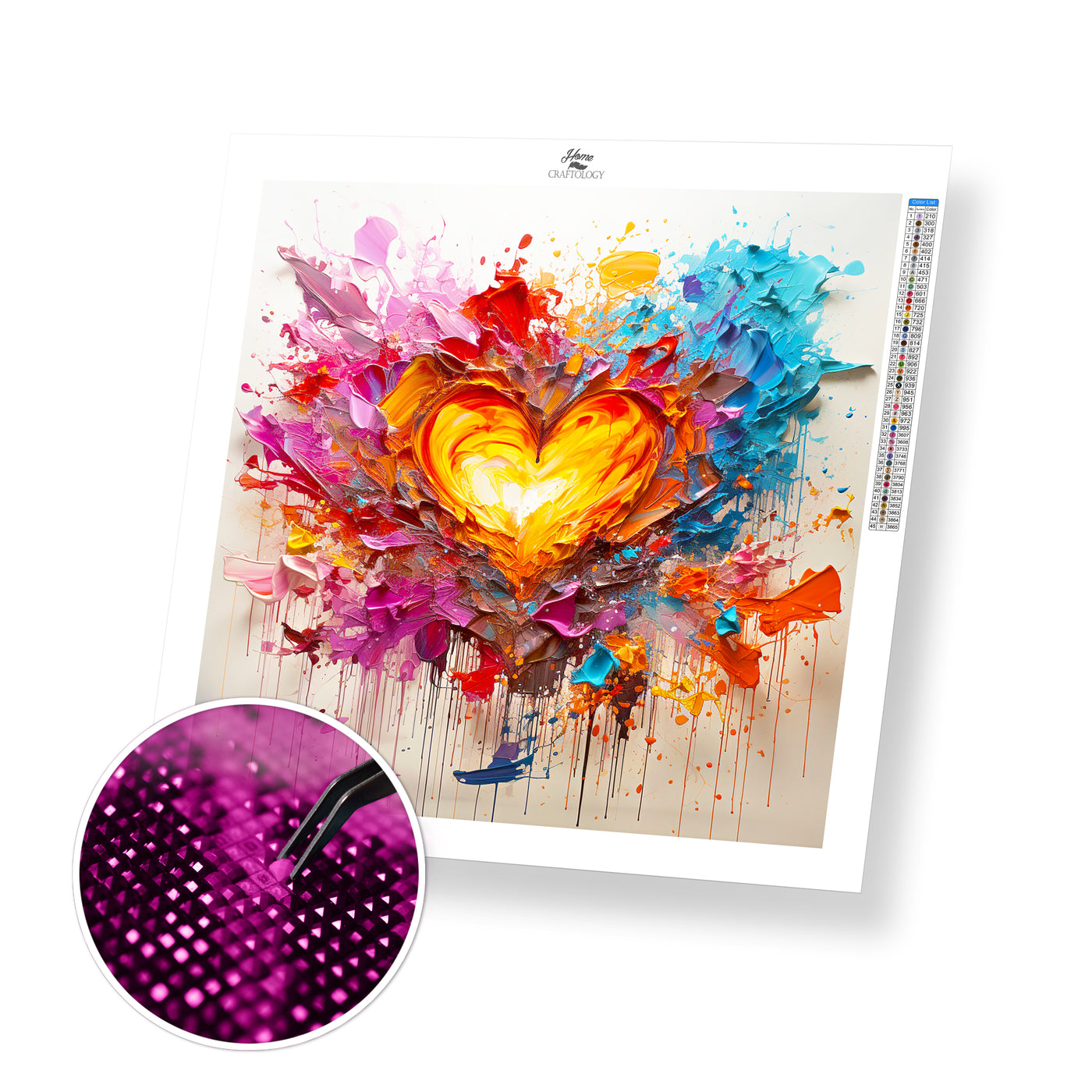 Heart with Splash of Paint - Premium Diamond Painting Kit