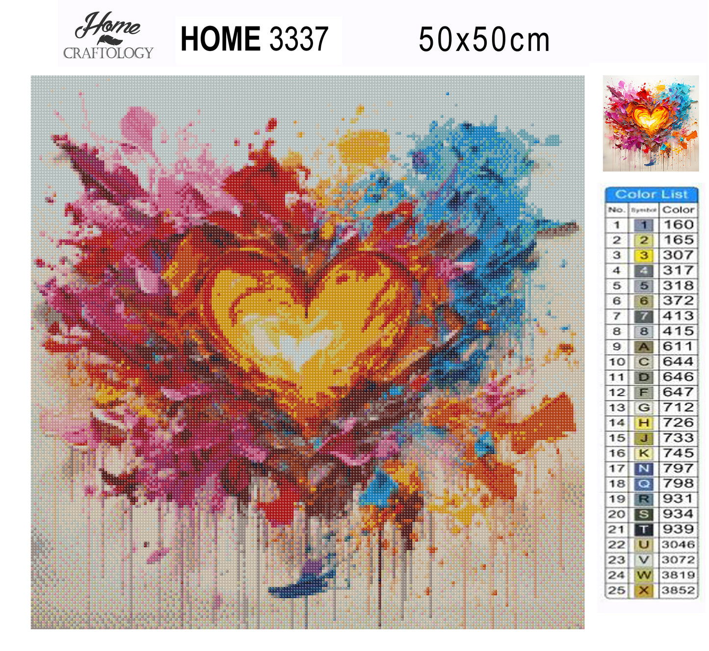 Heart with Splash of Paint - Exclusive Premium Diamond Painting Kit