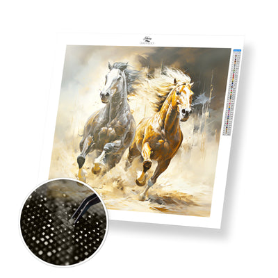New! 2 Horses Running  - Premium Diamond Painting Kit