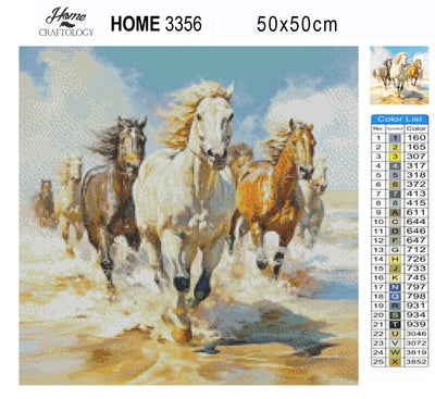 7 Horses Running  - Premium Diamond Painting Kit