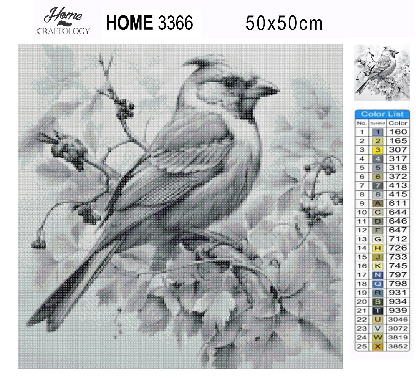 New! Black and White Bird - Premium Diamond Painting Kit