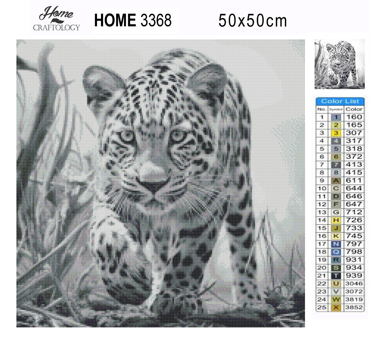 Black and White Leopard - Premium Diamond Painting Kit