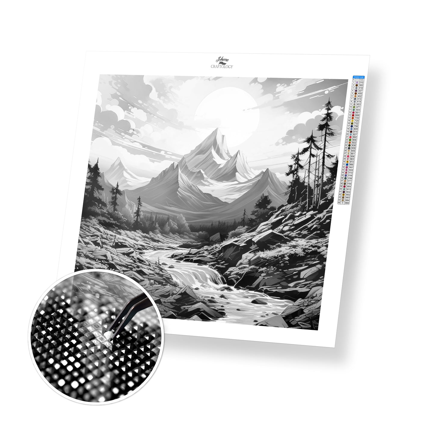 New! Black and White Mountain - Premium Diamond Painting Kit