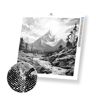 Black and White Mountain - Premium Diamond Painting Kit