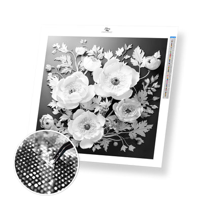 White Flowers - Premium Diamond Painting Kit