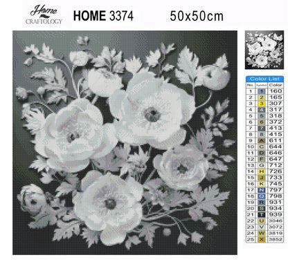 White Flowers - Exclusive Premium Diamond Painting Kit