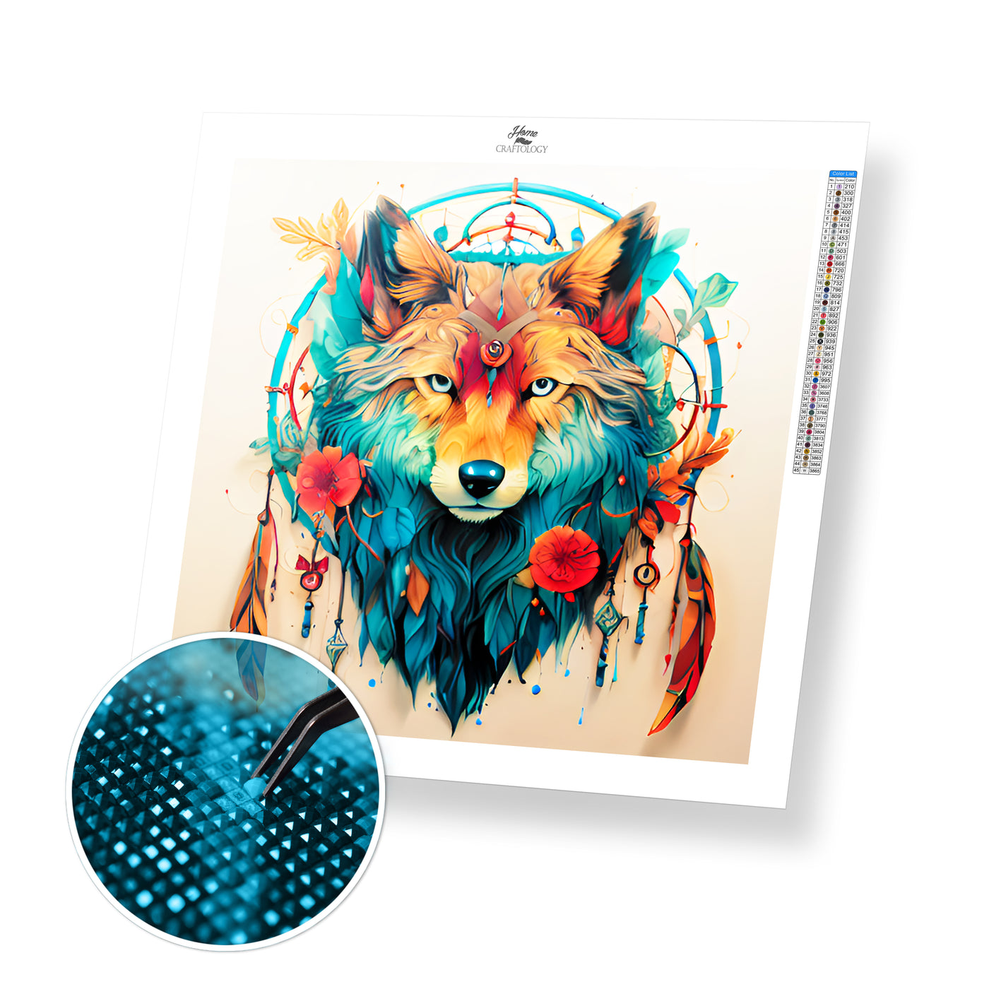 New! Wolf Dreamcatcher - Premium Diamond Painting Kit
