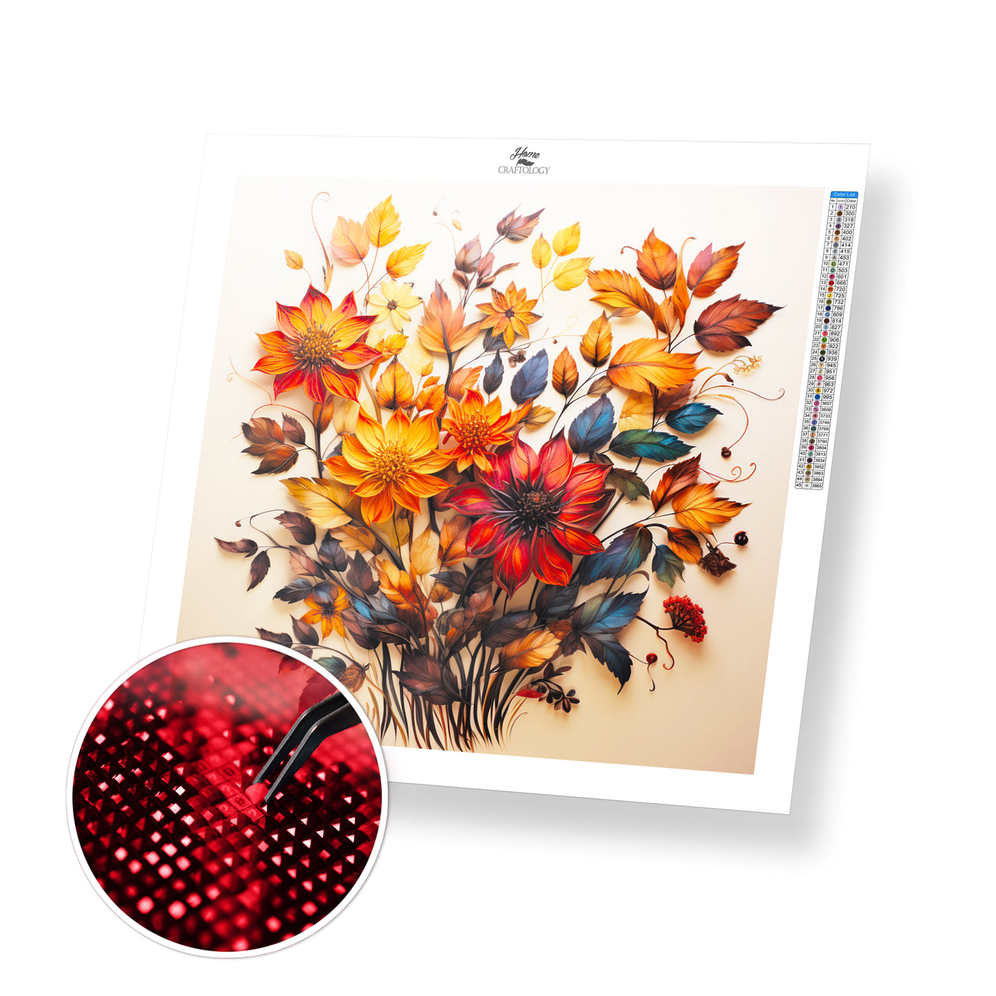 New! Autumn Flowers - Premium Diamond Painting Kit