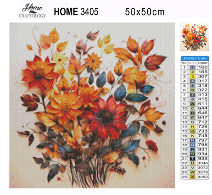 Autumn Flowers - Exclusive Premium Diamond Painting Kit