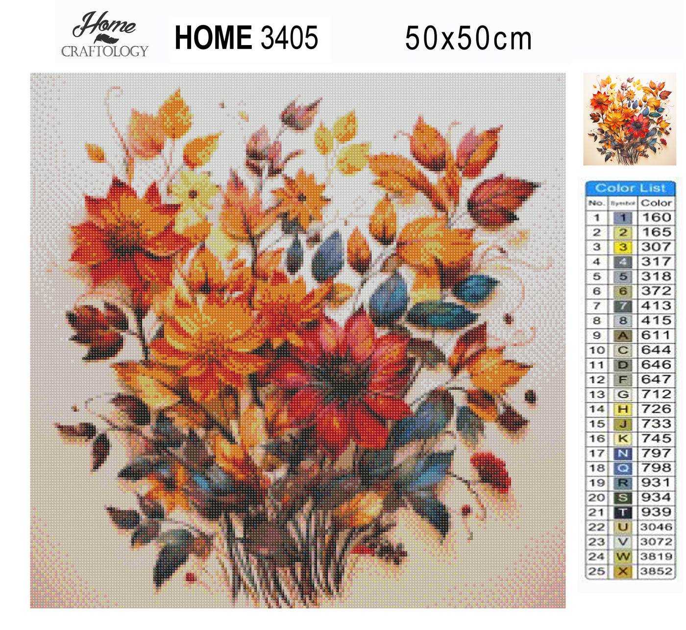 New! Autumn Flowers - Premium Diamond Painting Kit