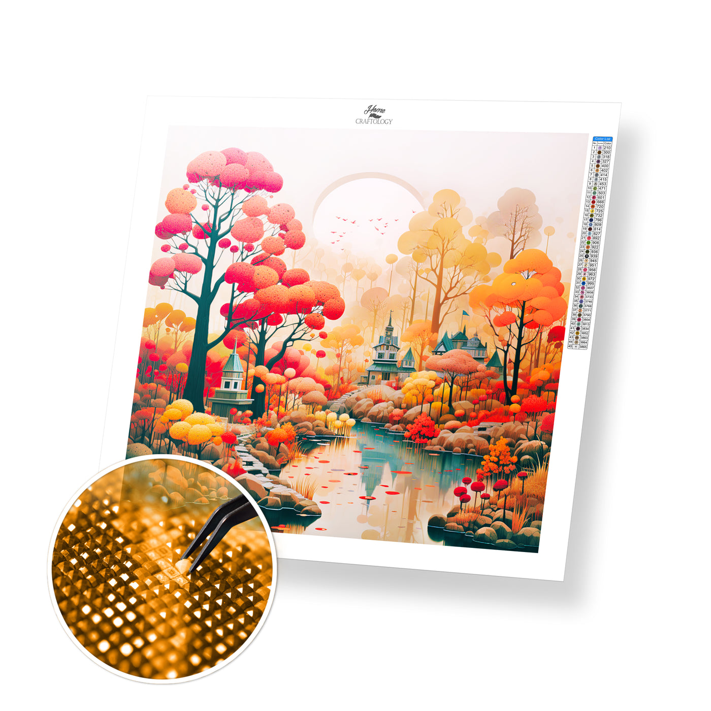 New! Red and Orange Autumn Colors - Premium Diamond Painting Kit