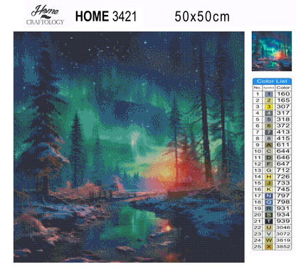 Northern Lights in Winter - Exclusive Premium Diamond Painting Kit