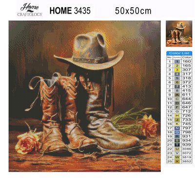 New! Cowboy Boots and Hat - Premium Diamond Painting Kit