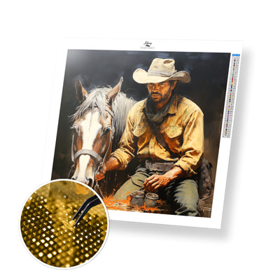 New! Cowboy Resting - Premium Diamond Painting Kit