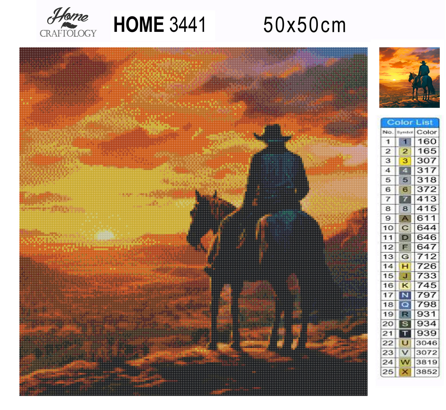 Cowboy Watching the Sunset - Exclusive Premium Diamond Painting Kit