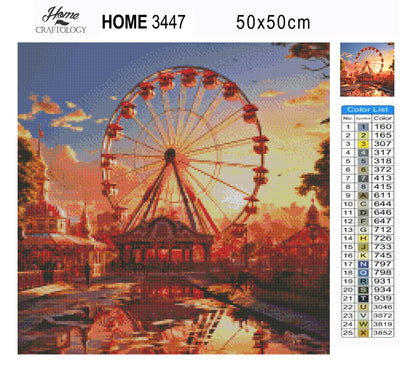 New! Ferris Wheel During Sunset - Premium Diamond Painting Kit