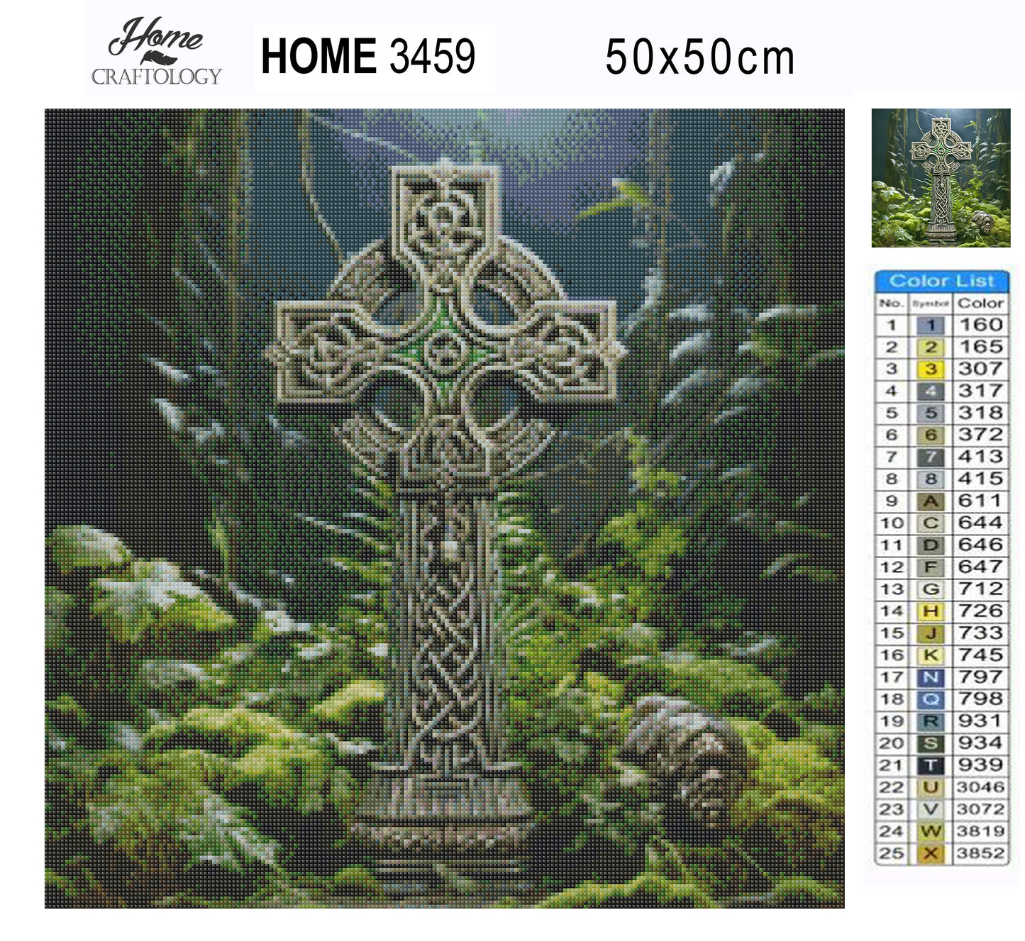 Irish Cross in the Forest - Exclusive Premium Diamond Painting Kit