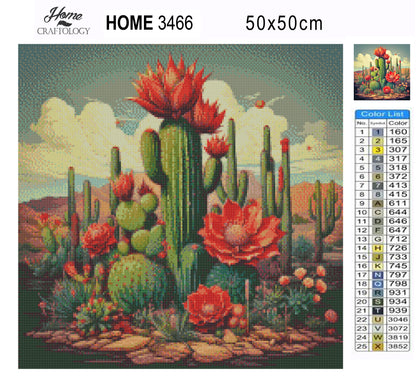 Cactus with Flowers - Exclusive Premium Diamond Painting Kit