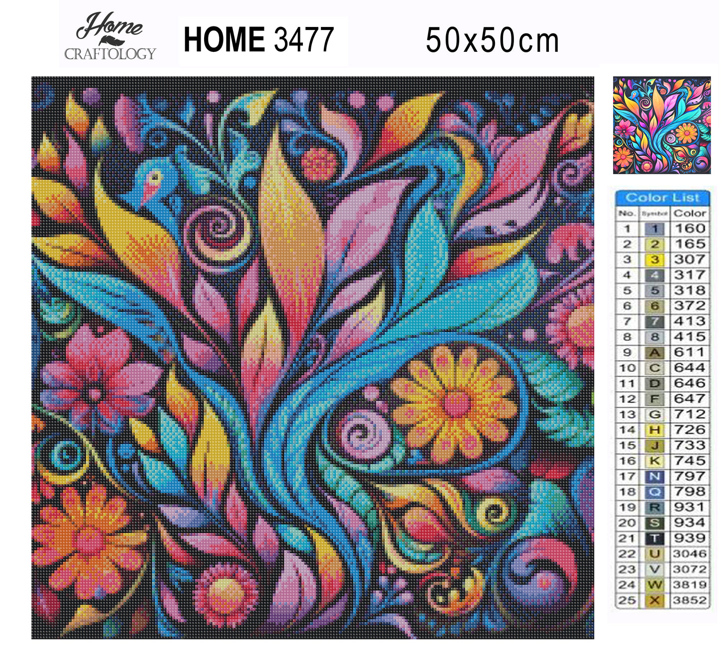 Colorful Leaves and Flowers - Exclusive Premium Diamond Painting Kit